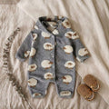 Lamb Plush Hooded Baby Romper - Cozy Grey