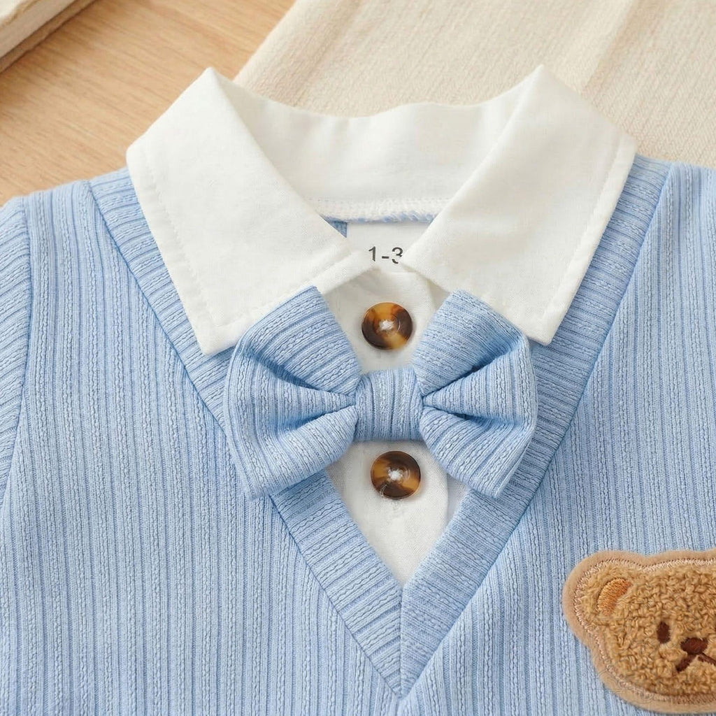 Gentleman Bowtie Baby Boy Romper - Dapper Summer Edition